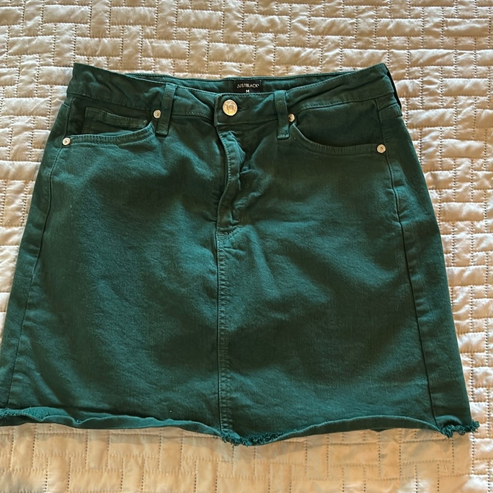 Green denim skirt